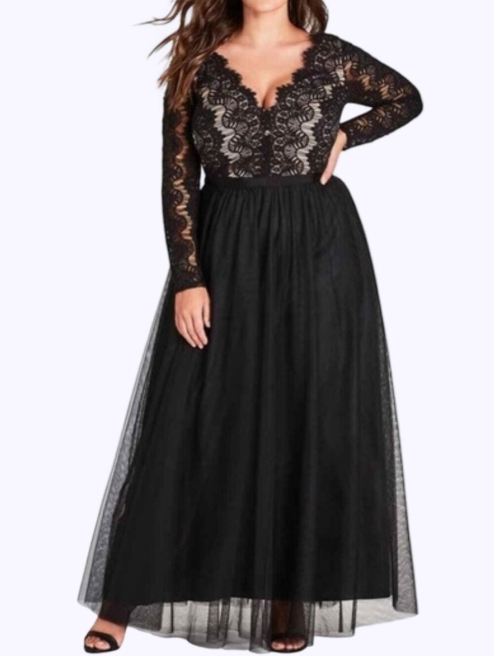 City Chic Rare Beauty Black Lace Formal‎ Ballgown Party Maxi Dress Plus Size 22